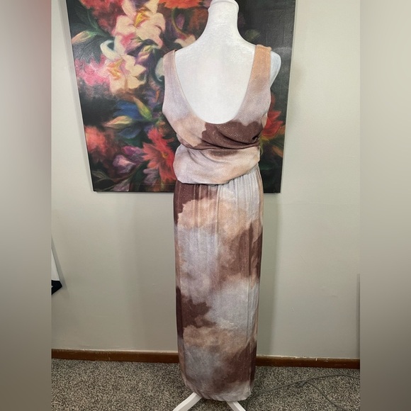 VTG Y2K En Francais by Huey Waltzer Tank Skirt Set Sunset Clouds Shimmer Mesh 10 - Picture 4 of 10